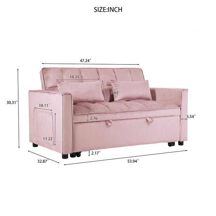 3 In 1 Pull Out Couch Convertible Sofa Bed With Reclining Backrest