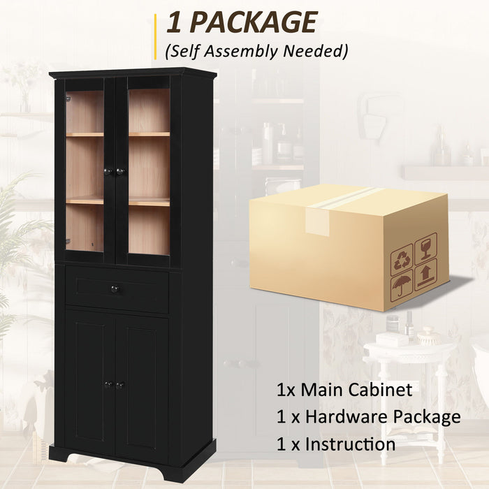 Bathroom Storage Cabinet, Adjustable Shelves & Drawer, Freestanding Linen Tower