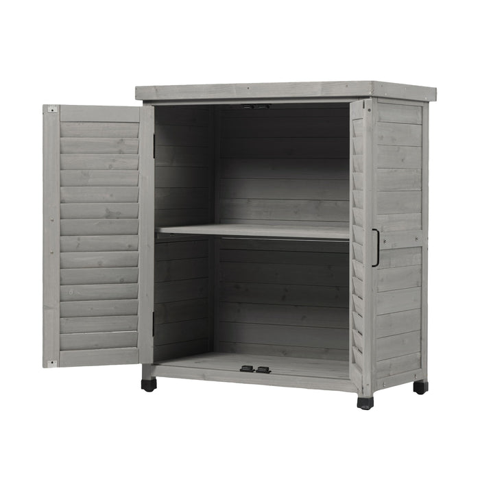 Potting Bench With Storage Cabinet And Metal Table Top For Outdoor