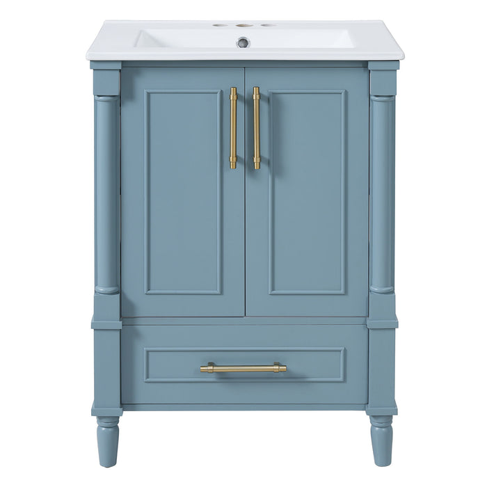 Bathroom Vanity With Ornate French Cylinder Legs, Soft Close Drawer