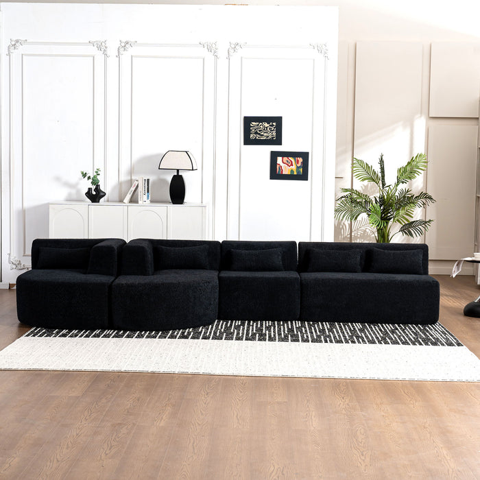 Upholstered Sofa Free Combined Sofa Couch With 2 Chaise Lounge And Five Back Pillows For Living Room