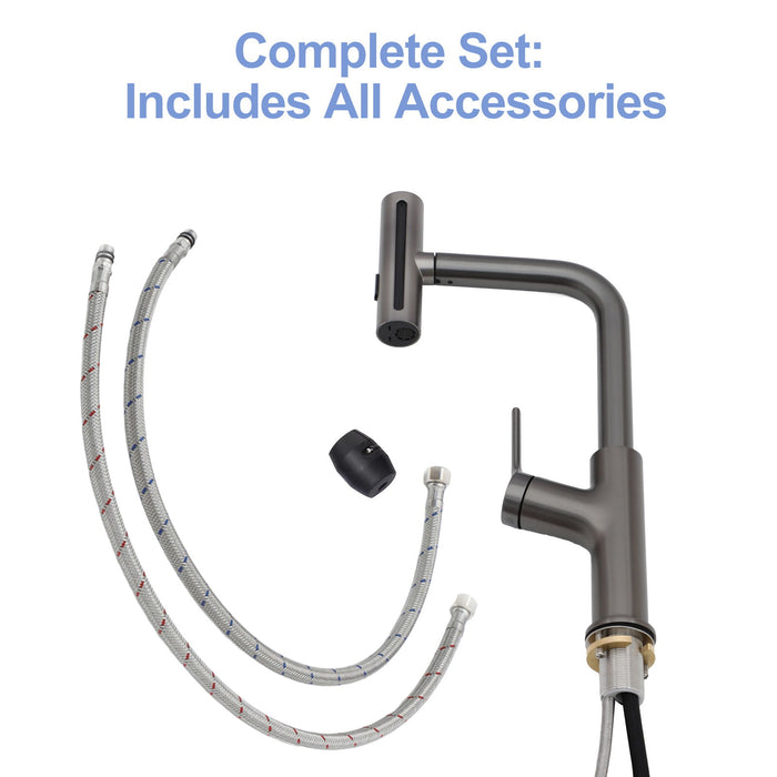 Drop-In Stainless Steel Kitchen Sink With Pull-Out Faucet And Soap Dispenser