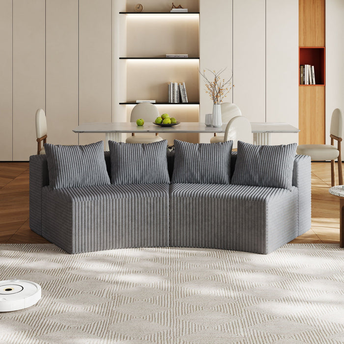 Curved Sectional Sofa With 4 Pillows, Modular Semi Circular Design