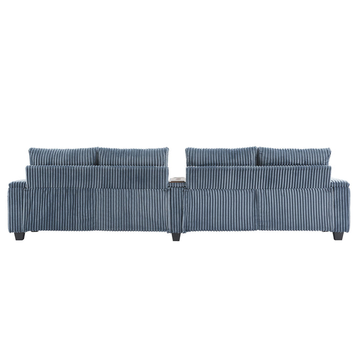 Modern 4 Seater Corduroy Sofa Couch With USB Ports And Hidden Storage