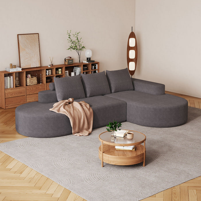 Modern Curved Sofa, L-Shaped Modular Sectional Set With 3 Pillows