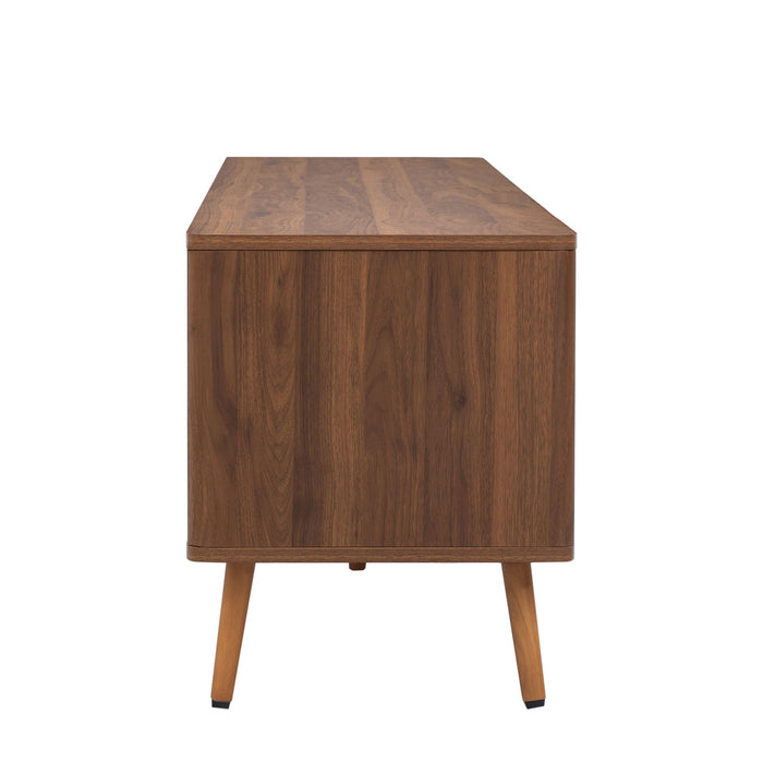 TV Stand With 2 Drawers, Media Console Table For TVs Up To 80'' For Living Room - Walnut