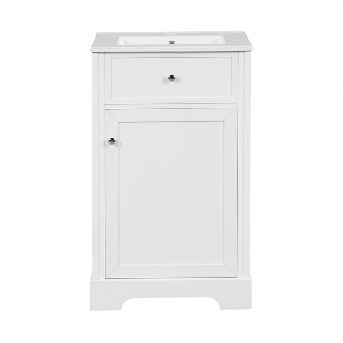 20" Bathroom Vanity With Sink, Soft Closing Cabinet Door, Adjustable Shelf & Storage Rack - White