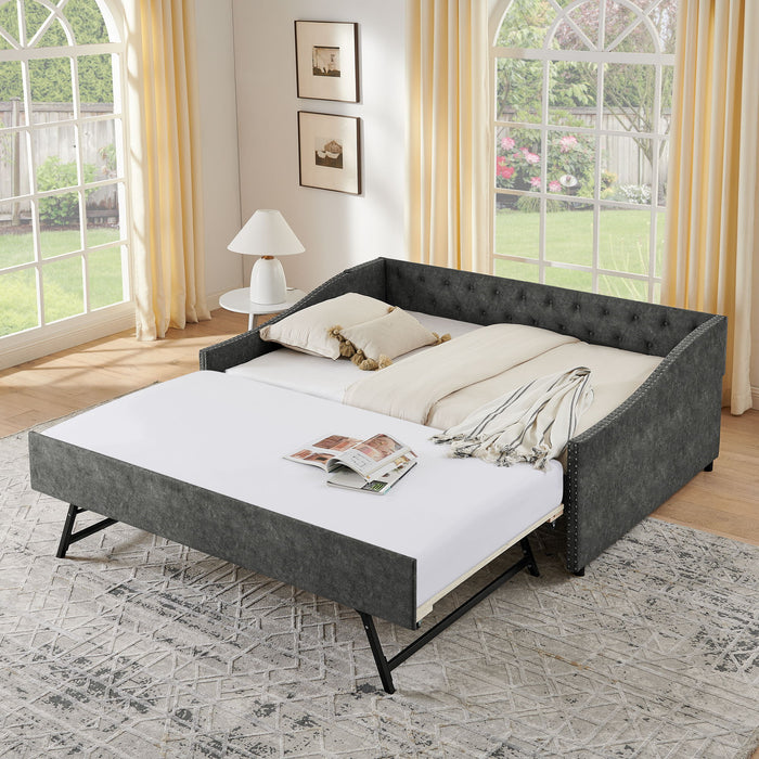 Upholstered Daybed With USB Charging & Pull Out Bed