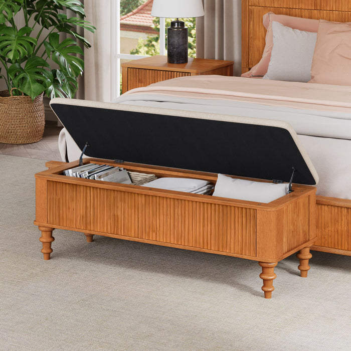 Storage Ottoman Bench For Living Room - Natural