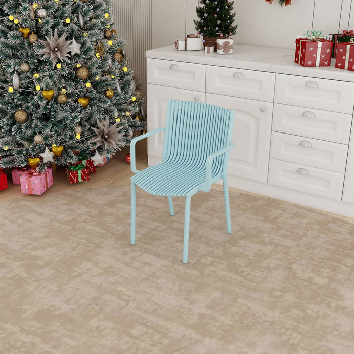 4 Piece Stackable Single Chairs With Vertical Stripe Design For All Weather
