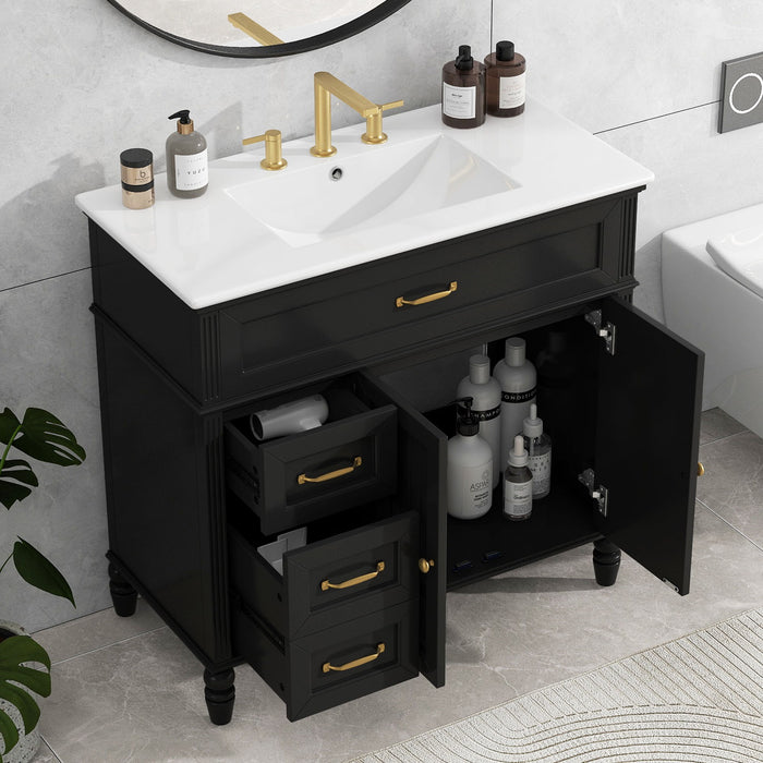Bathroom Vanity With Sink, Freestanding Cabinet & Drawers