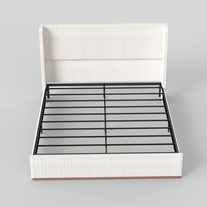 Upholstered Bed Frame With Luxury Wingback Headboard