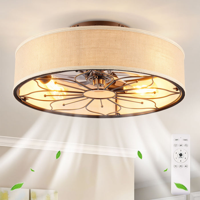 Lotus Bladeless Ceiling Fan With Remote Control For Living Room - Matte Black