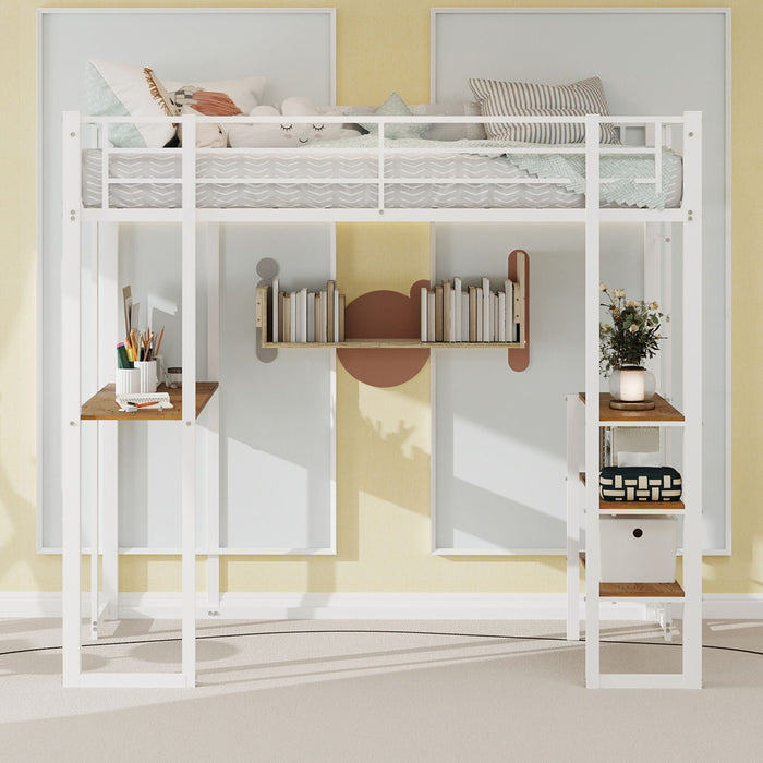 Bunk Bed With L-Shaped Desk And Dual Side Stairs