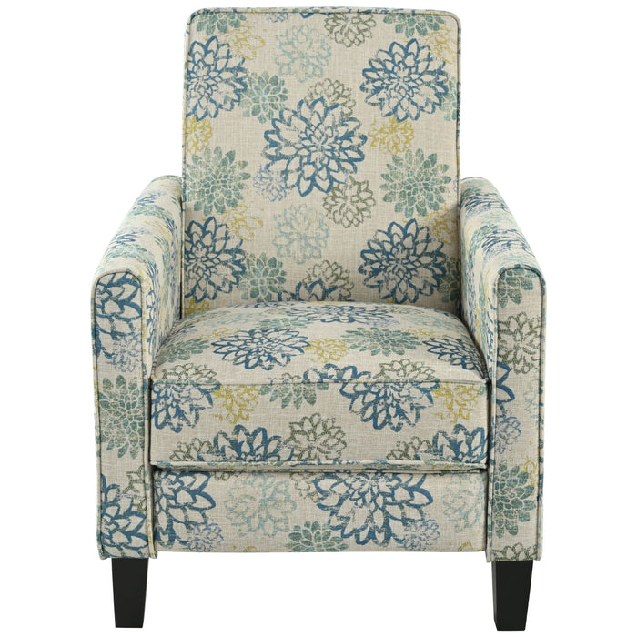 Upholstered Push Back Recliner Chair For Living Room - Blue