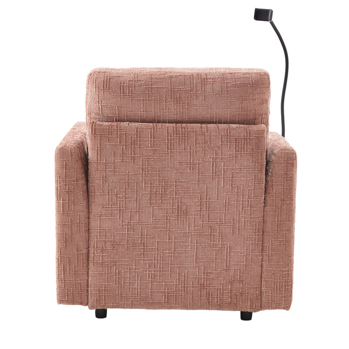 Multifunctional Chenille Recliner Sofa With Storage And Phone Bracket
