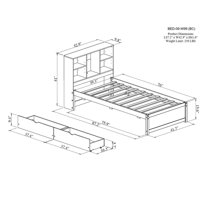 Bed Frame With Built In USB Port And 2 Drawers