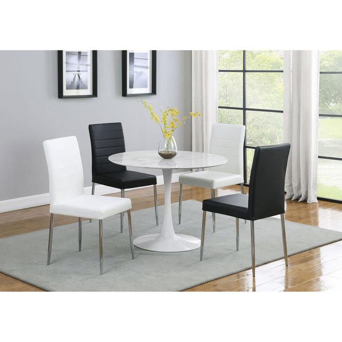 Round Dining Table With Pedestal Base - White
