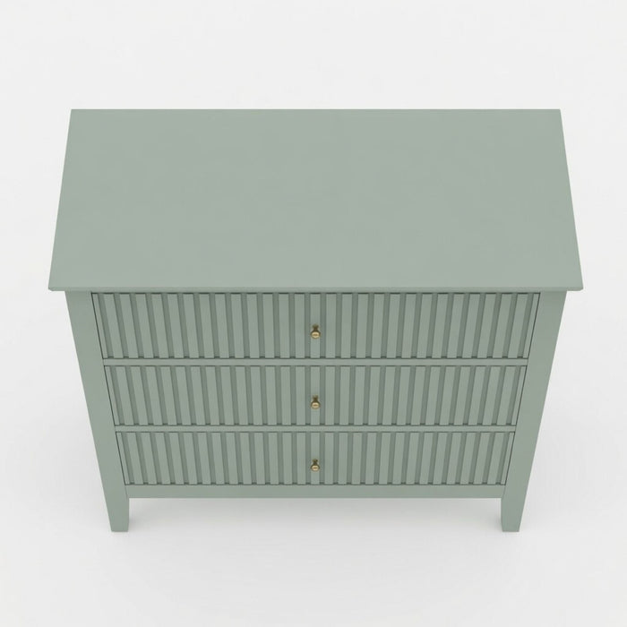 Fluted 3 Drawer Nightstand With Soft Close Slides