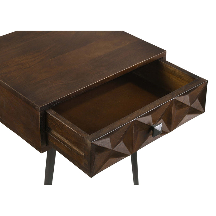 Gibson - Coffee 1 Drawer Rectangular Side Table With Angled Legs - Coffee