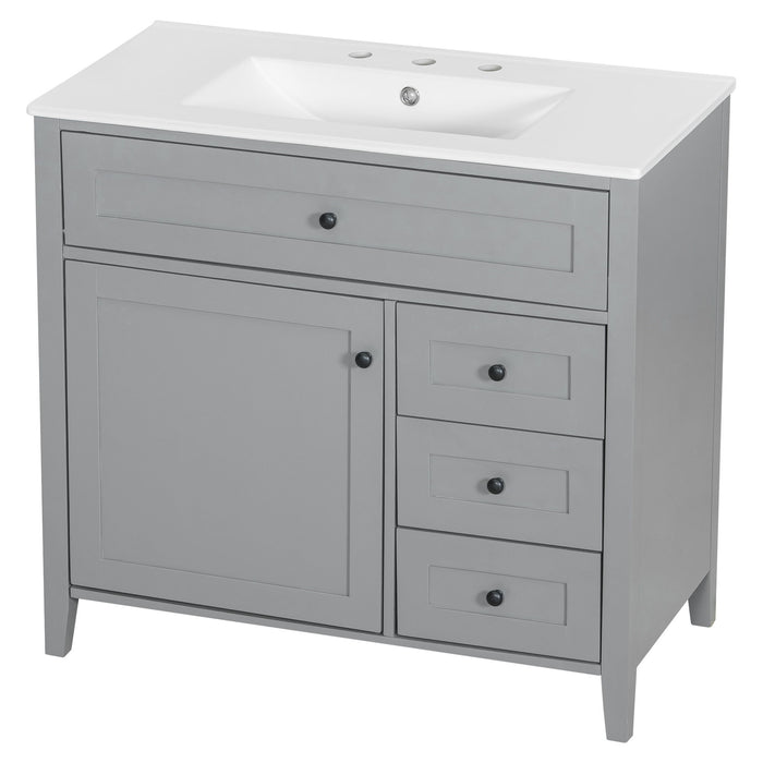 Bathroom Vanity With Sink, Cabinet With 3 Drawers And Adjustable Shelf
