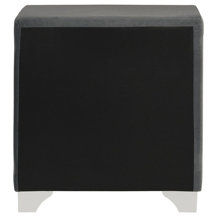 Upholstered 2 Drawer Nightstand With Accents