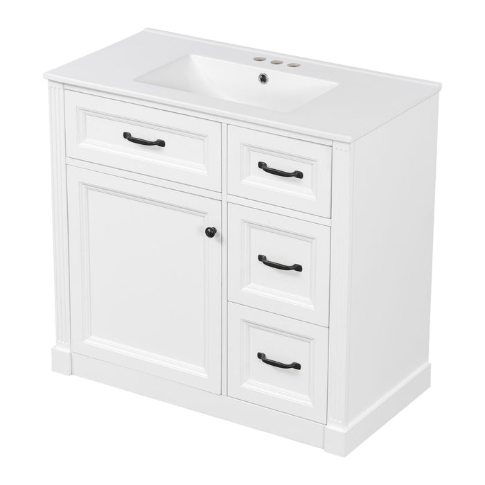 Modern Bathroom Vanity With Sink, 4 Drawers, Soft-Close Door, Adjustable Shelf