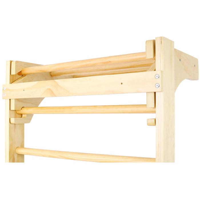 Swedish Ladder, Stall Bars Set For Physical Therapy & Gymnastics - Natural