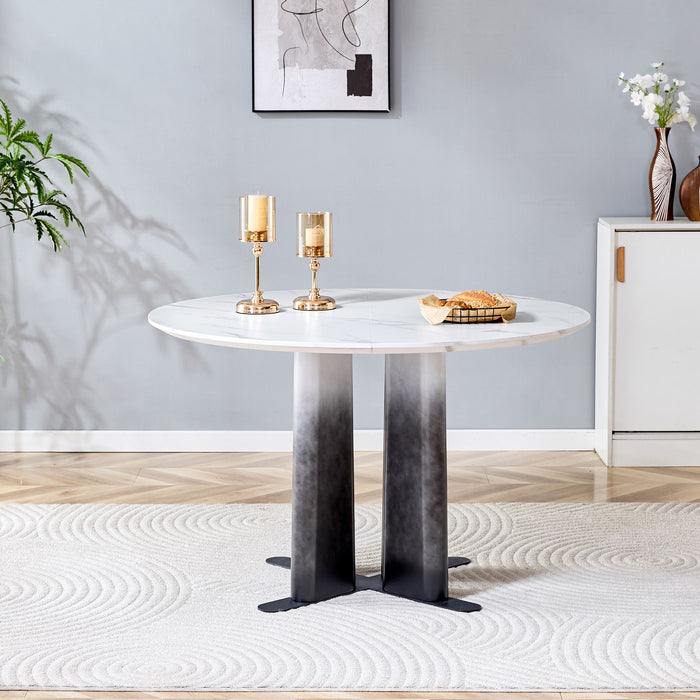 Round Dining Table With Cross Base, Modern Home Furniture