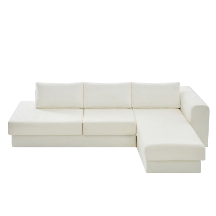 L-Shaped Modular Sofa With Double Layer Cushion