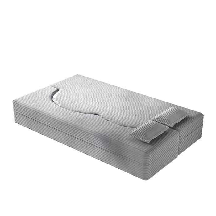 Floor Sofa With 2 Pillows, Convertible Twin Size Mattress For Living Room