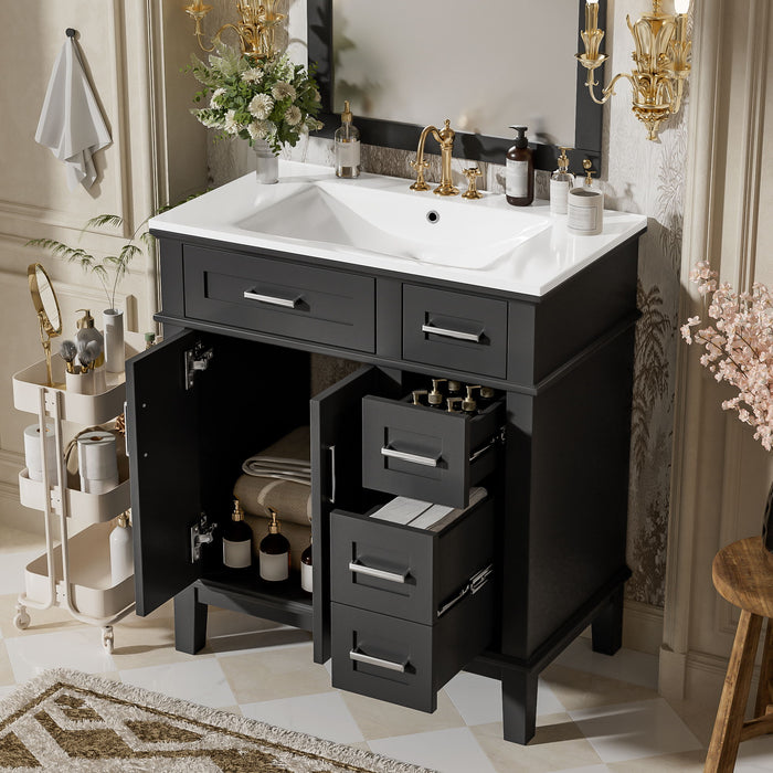 Modern Bathroom Vanity With Sink, Storage Cabinet, Soft Close Doors, Deep & Standard Drawers
