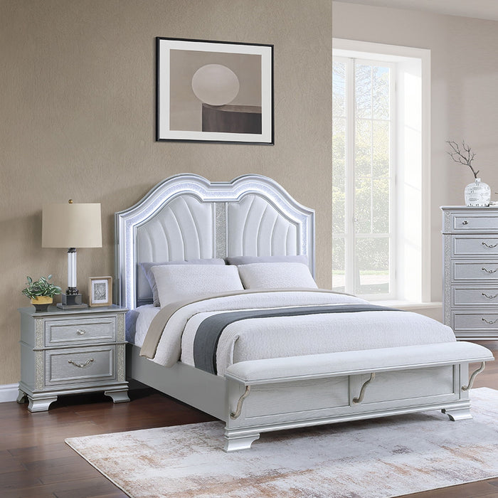 Elegant Bed With Built In Footboard Bench, USB