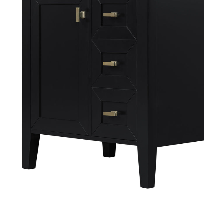 Bathroom Vanity With Sink, 3 Drawers & Cabinet With 2 Tier Door Storage Rack, Soft Close Doors & Drawers