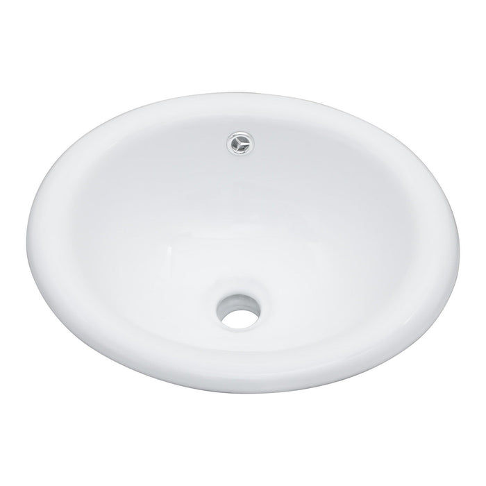Semi Recessed Bathroom Sink With Countertop Vessel Design, 17" X 15.5" - White