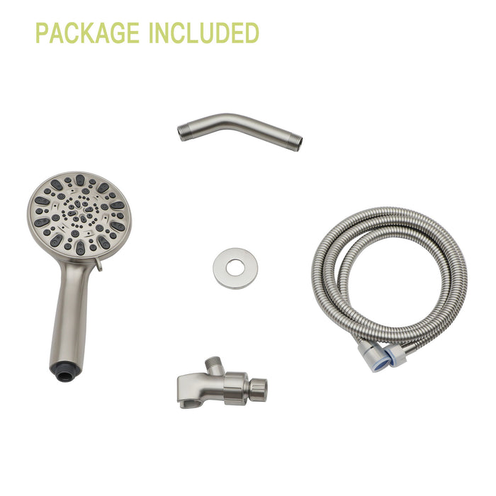 Multi Function Adjustable Hand Shower 7 Function Hand Shower, Wall Mounted - Brushed Nickel
