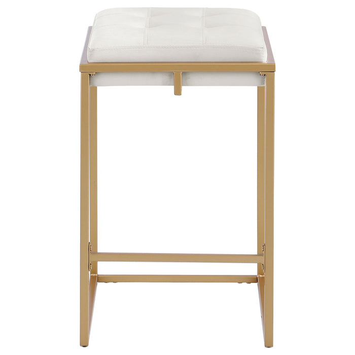 Square Counter Height Stools (Set of 2) - Beige / Gold