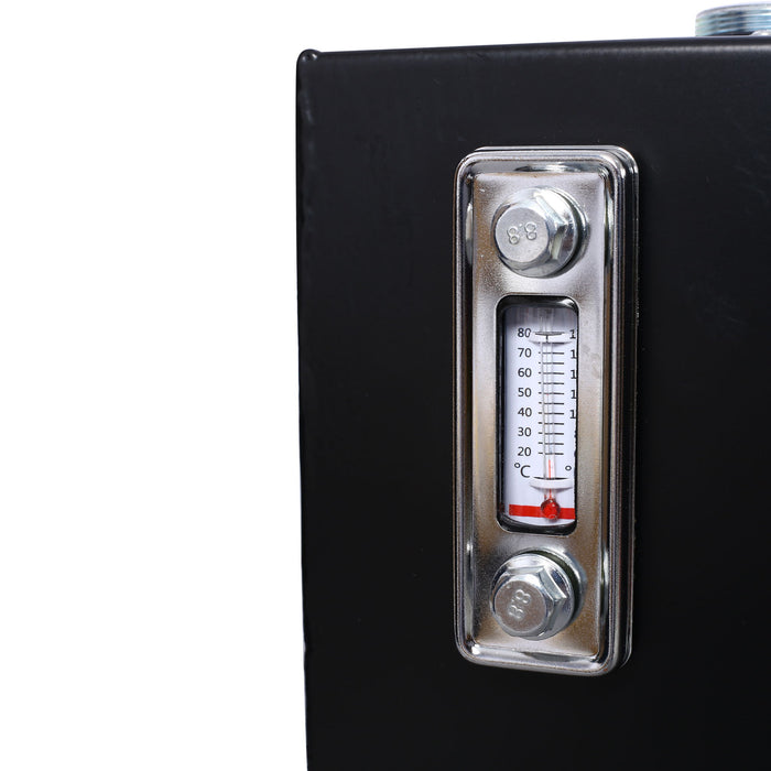 Heavy Duty Hydraulic Fluid Tank 10 Gal Steel Reservoir With Strainer, Gauge & Breather Cap For Tractors & Trucks - Black