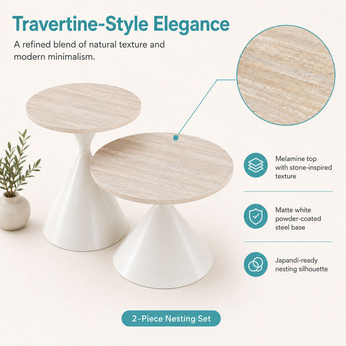 2 Piece Coffee Round Table Set