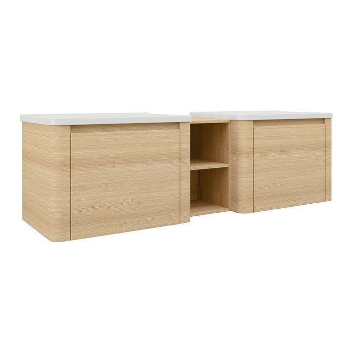 Wall Mounted Bathroom Vanity With Sink And Storage Shelves, Soft Close Doors