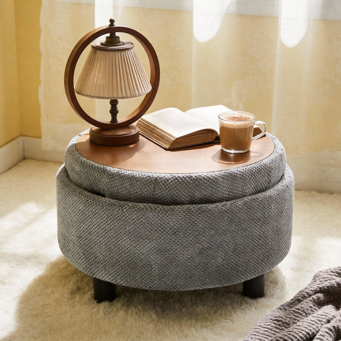 Storage Round Footstool Table Ottoman