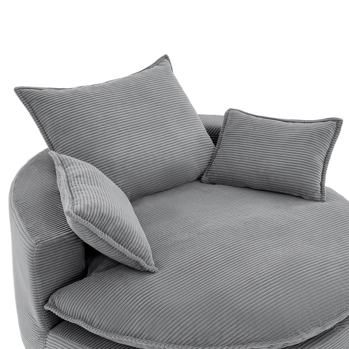 360° Swivel Accent Barrel Chair With Dual Layer Cushion And 3 Removable Pillows