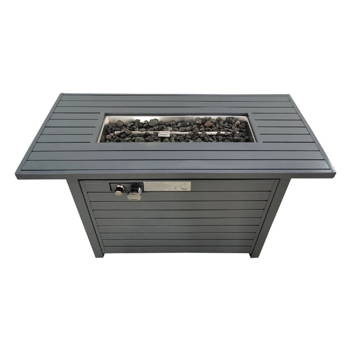 Outdoor Gas Fire Pit Table With Durable Construction And Lid - Gray