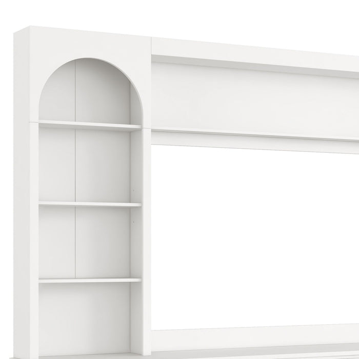 Arched Entertainment Center Wall Unit With Drawers, TV Stand