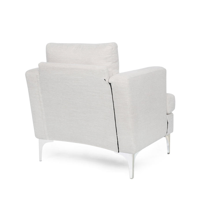 Upholstered Fabric Club Chair With Iron Legs - Beige