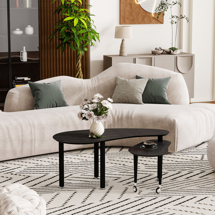Rotatable Cocktail Table With Solid Legs, 360 Degree Rotating