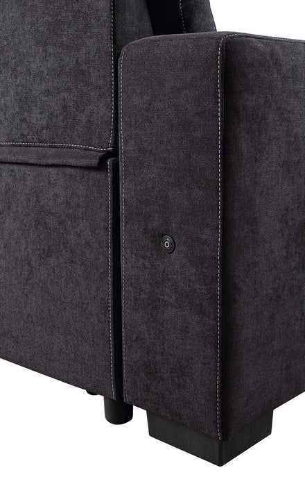 Toby - Woven Fabric Reversible Sleeper Sectional Sofa With Storage Chaise Cup Holder Charging Ports And Pockets