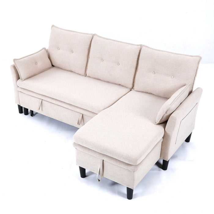 L-Shaped Reversible Chaise Sectional Sofa With Storage