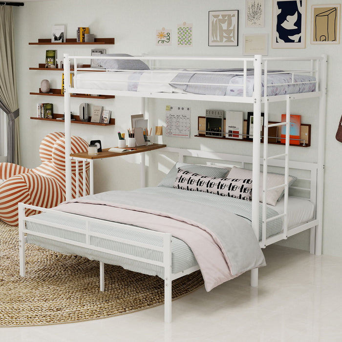 Bunk Bed With Built In Desk & Guardrail Frame