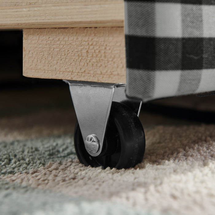 Gingham Daybed With USB Charging Port, Wave-Shaped Design